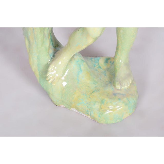 1940s Vintage Art Deco Statue in Glazed Ceramic, 1940s For Sale - Image 5 of 11