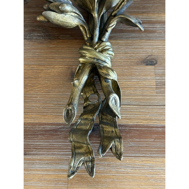 19thc French Transition Louis XV - XVI Gilt Bronze Floral/ Ribbon Wall Candle Sconce For Sale - Image 4 of 12