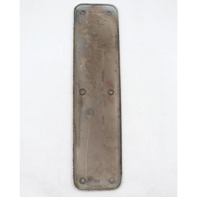 Traditional Vintage 16 In. Sargent Nickeled Bronze Door Push Plate For Sale - Image 3 of 4