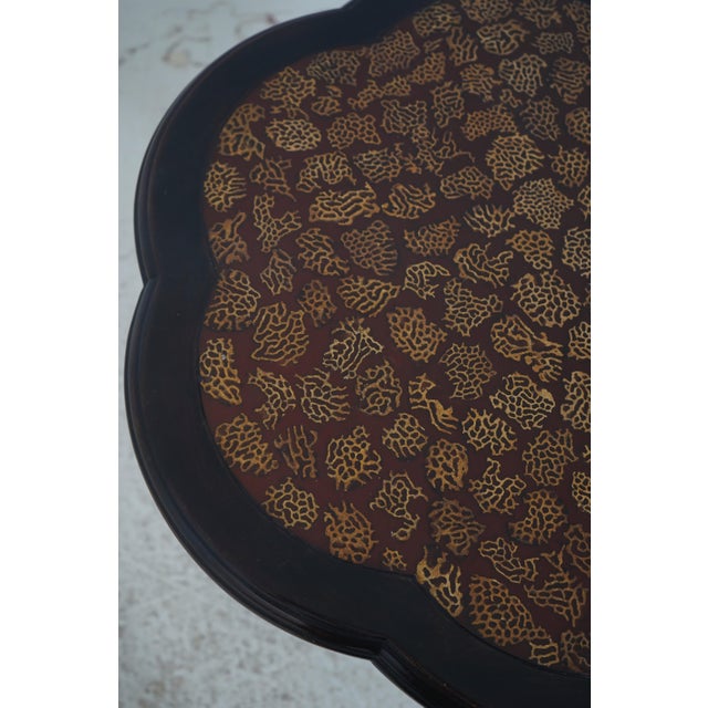 Wood Maitland Smith Clover Decorated Top Occasional Lamp Table For Sale - Image 7 of 13