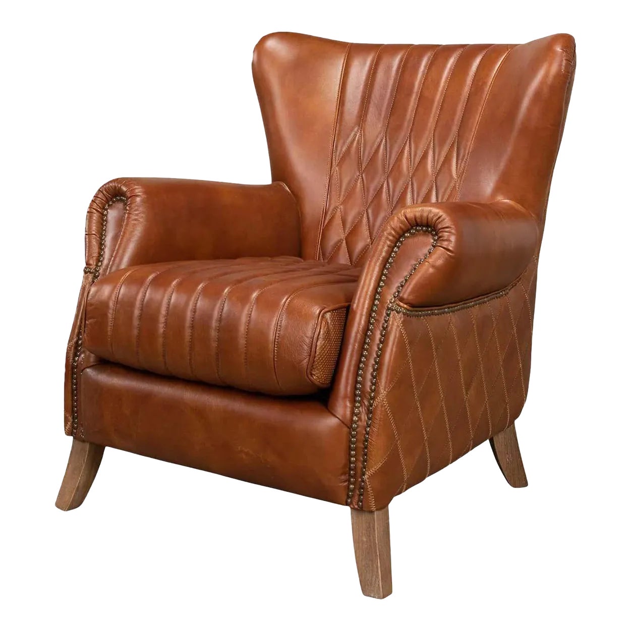 Classic Quilted Leather Armchair | Chairish