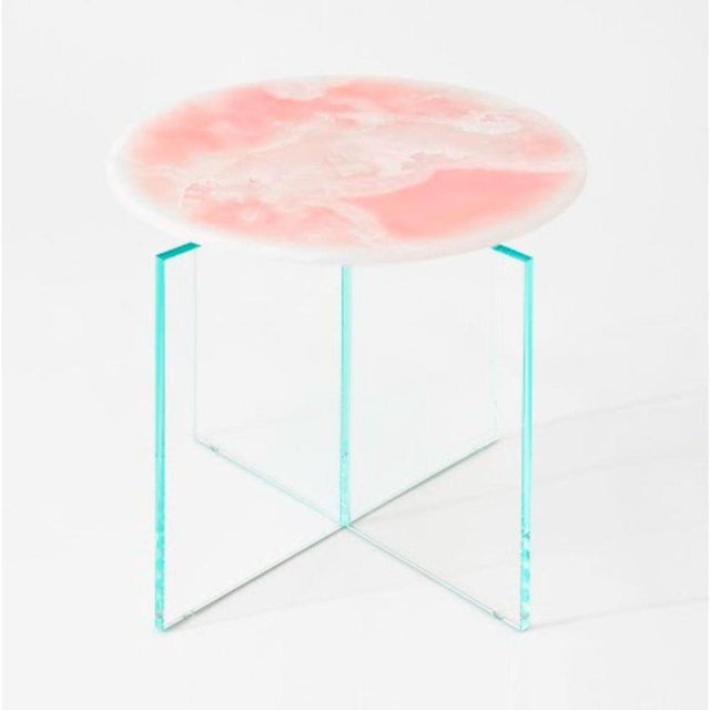 Beside Myself end small table by Claste Dimensions: D 45.7 x W 45.7 x H 55.9 cm Material: Marble, Glass Weight: 41 kg