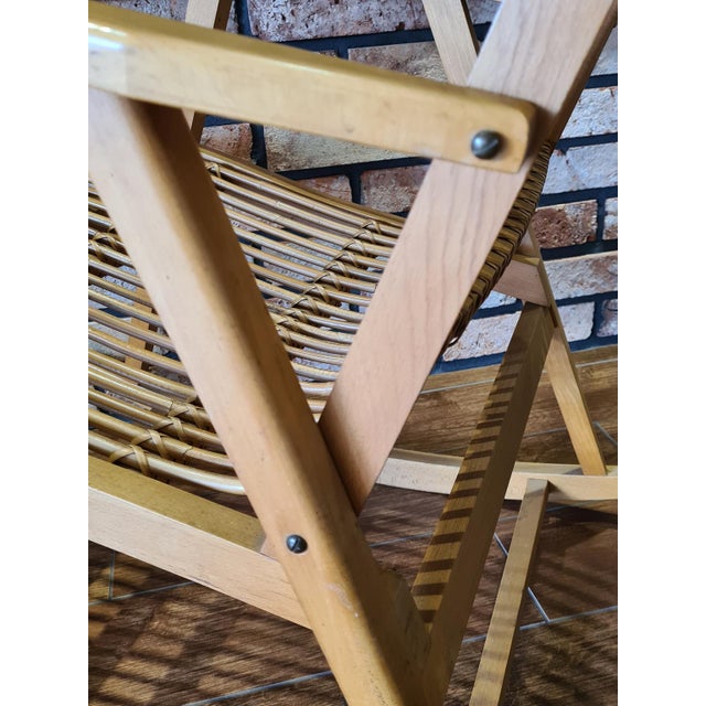 Mid-Century Modern Vintage Scandinavian Rocking Chair with Bamboo Weave, 1960s For Sale - Image 3 of 12