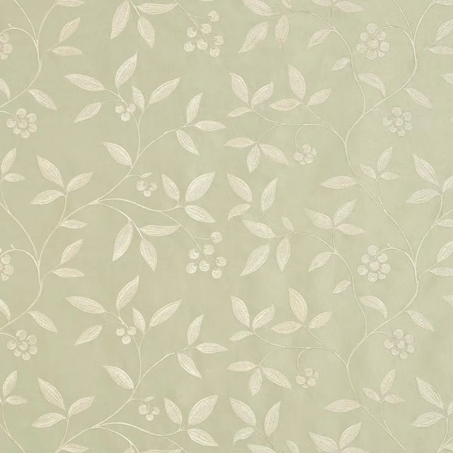 Sample - Schumacher Adelaide Embroidery Fabric in Ciel For Sale