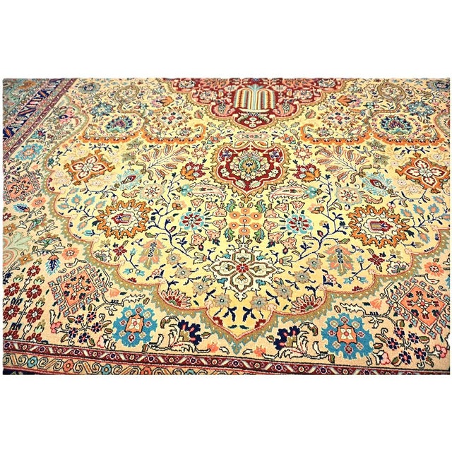 Antique Persian Tabriz 10x13 Tan, Taupe, & Gold Handmade Area Rug #1143243 For Sale In Houston - Image 6 of 10