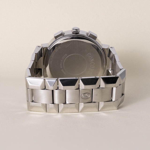 Late 20th Century Concord La Scala Stainless Steel Chronograph Diamond Quartz Watch For Sale - Image 4 of 4