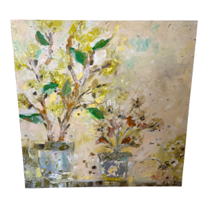 1980s Charming Mixed Media Painting