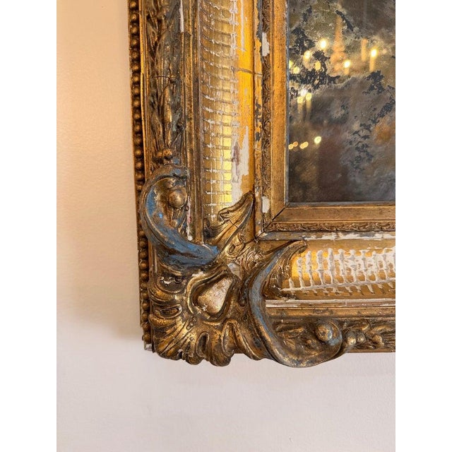 19th Century French Louis Philippe Giltwood Mirror With Original Mercury Glass For Sale In Los Angeles - Image 6 of 8