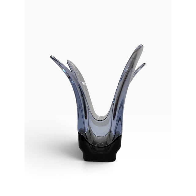 Vintage Mid-Century Tiffin Glass "Empress" Flared Twilight Smoke Art Glass Vase For Sale - Image 4 of 6