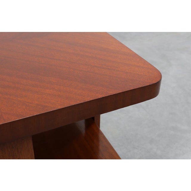 Art Deco Walnut Veneer Side Table with Shelf, Belgium, 1920s For Sale - Image 6 of 14