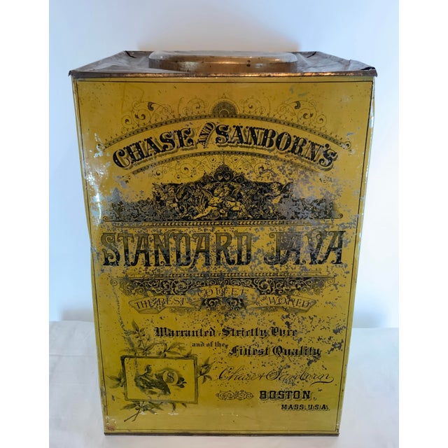 Metal Vibrant Yellow 19th Century Chase & Sanborn’s Coffee Bin For Sale - Image 7 of 12