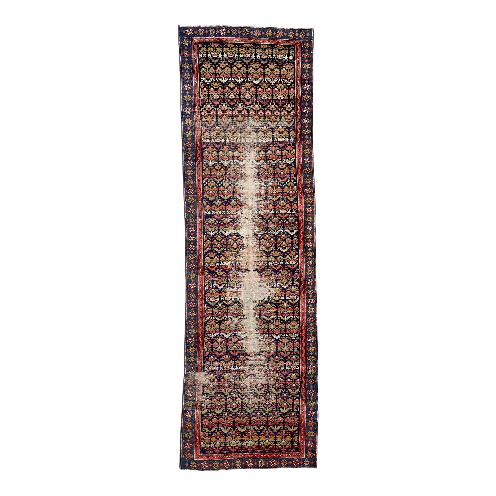 1940s Botanical Lattice Garden Design Runner Rug , 3.4 x 10.10 | Chairish