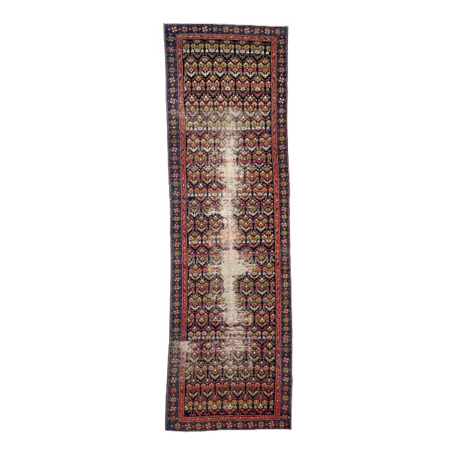 1940s Botanical Lattice Garden Design Runner Rug , 3.4 x 10.10 For Sale
