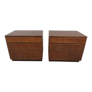 Mid-Century Modern Cane Nightstands by Directional -A Pair For Sale
