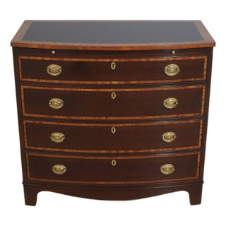 Baker Banded Bow Front Mahogany Bachelor Chest For Sale