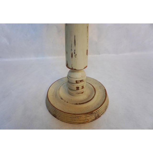 Shabby Chic Vintage Painted Pedestal Plant Stand For Sale - Image 3 of 10