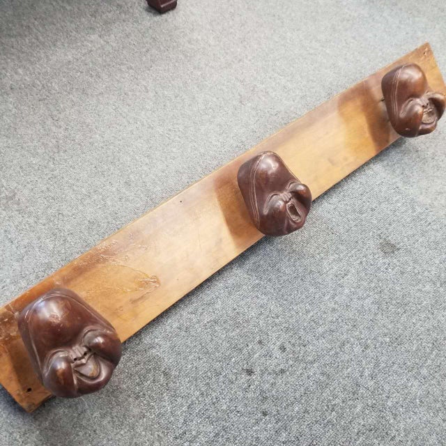 Hand-Carved Japanese Vintage Ofuku & Noh-Style Mask Trio on Wooden Panel – Signed For Sale - Image 17 of 17