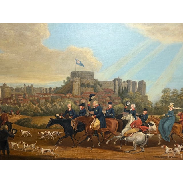 King George III Returning from Hunting Before Windsor Castle Mid-19th Century Oil on Canvas After James Pollard...