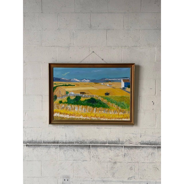 Van Ardi Framed Rural Landscape Painting on Canvas Vintage Mid-Century Modern 1970s For Sale - Image 4 of 8