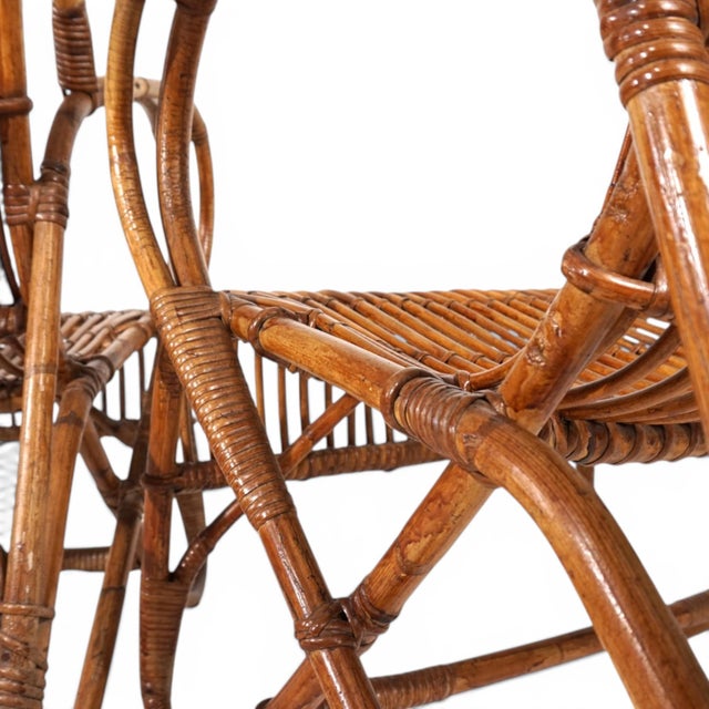 Brown Vintage French Rattan Bamboo Lounge Chairs, 1960, Set of 2 For Sale - Image 8 of 18