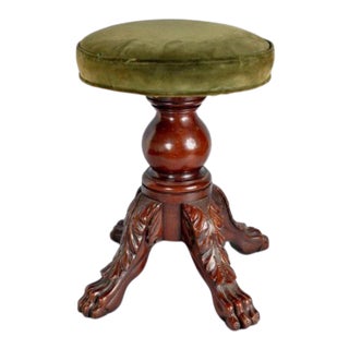 Early 19th Century American New York Classical Mahogany Empire Stool For Sale