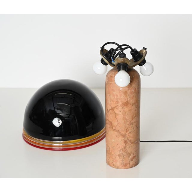 Febo Red Marble and Murano Glass Table Lamp attributed to Pamio & Toso for Leucos, 1970s For Sale - Image 6 of 18