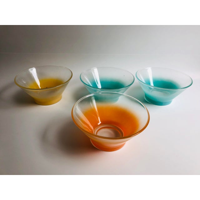 MidCentury Frosted Color Glass Dessert Bowls Set of 4 Chairish