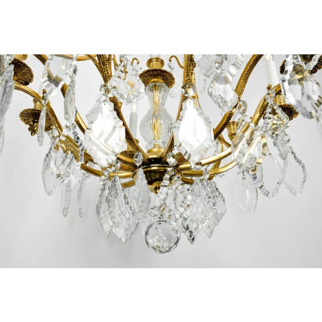 Gold 1920s Antique French Cut Crystal Eight Arm Chandelier For Sale - Image 8 of 11