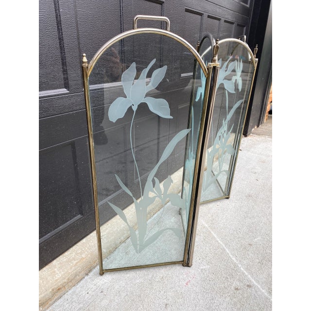 1980s 1980s Art Deco Boho Glass Fireplace Screen For Sale - Image 5 of 9
