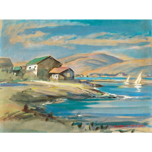 'Bay Shanties, San Francisco' by Gordon Cope, Marin, California Landscape, Wpa Artist, 1950 For Sale