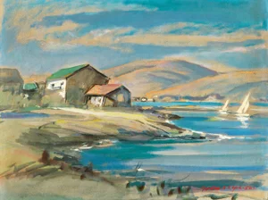 'Bay Shanties, San Francisco' by Gordon Cope, Marin, California Landscape, Wpa Artist, 1950