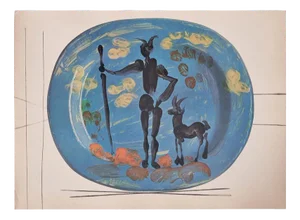 Print Depicting Pablo Picasso Vallauris Plate with Shepherd from Albert Skira, 1955