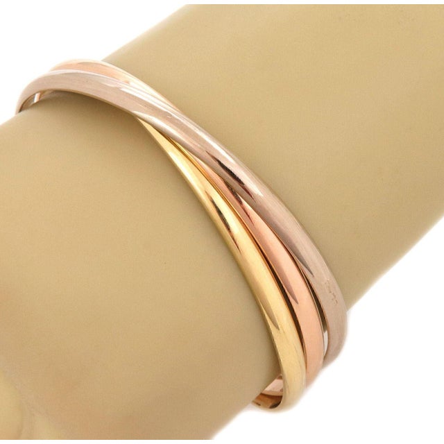 Contemporary Cartier Classic Trinity 18k Tri Color Gold Bangle Bracelet w/Paper - Size GD For Sale - Image 3 of 6