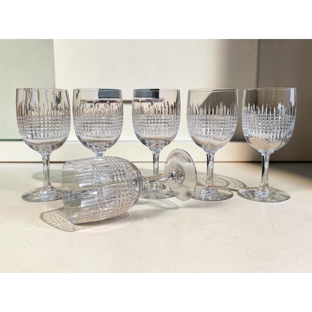 Crystal Water Glasses with Nancy Pattern from Baccarat, 1890s, Set of 6 For Sale - Image 3 of 7