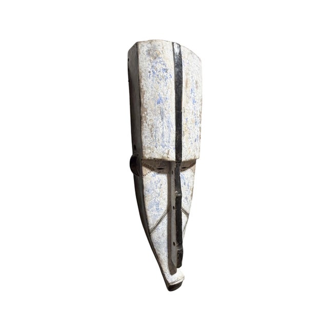 African Vintage Large Fang Mask Elongated Face Gabon African Mask 31.5" H For Sale - Image 3 of 8