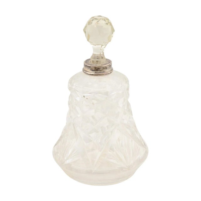 1920s Small French Crystal Toiletry Bottle with Silver Neck & Diamond Motifs For Sale - Image 12 of 12