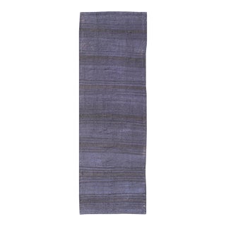 Vintage Turkish Kilim Runner in Deep Indigo and Charcoal Hues 2'1 X 7'0 For Sale