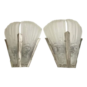 Pair of French Art Deco Gênet Et Michon Wall Sconces