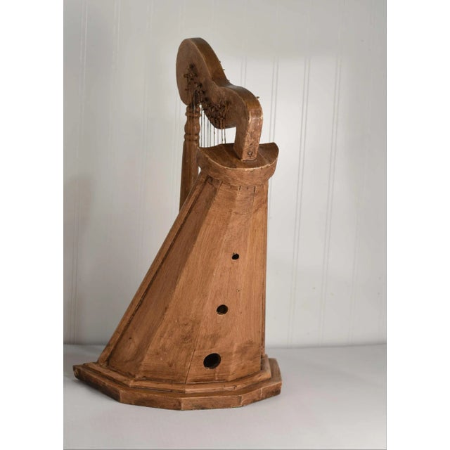 Vintage Celtic Irish Table Harp Carved Painted With Floral Decoration For Sale - Image 13 of 15