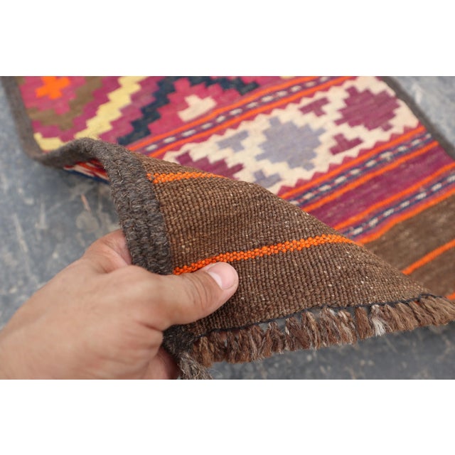 Hand Woven Tribal Maldari Runner Kilim For Sale - Image 6 of 7