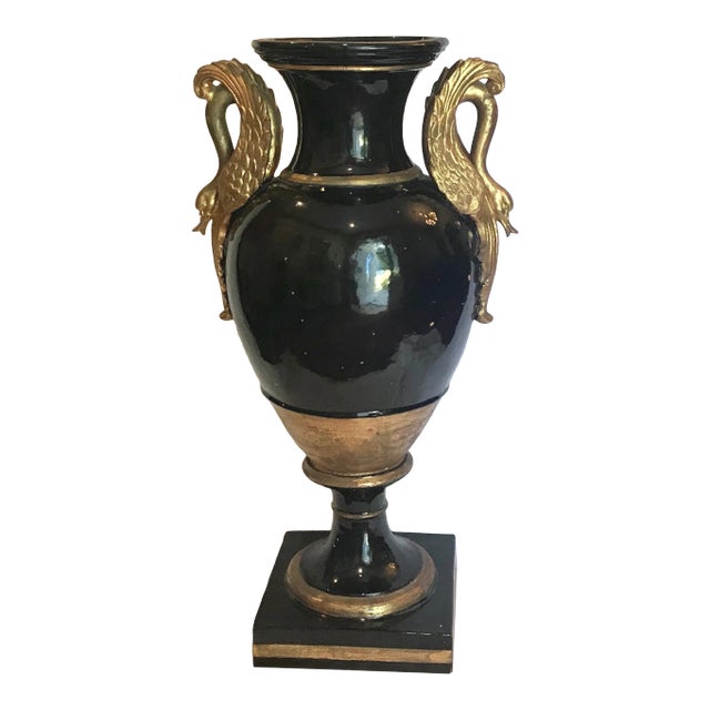 19th Century French Monumental Terracotta Cobalt Blue Glazed Vase For Sale