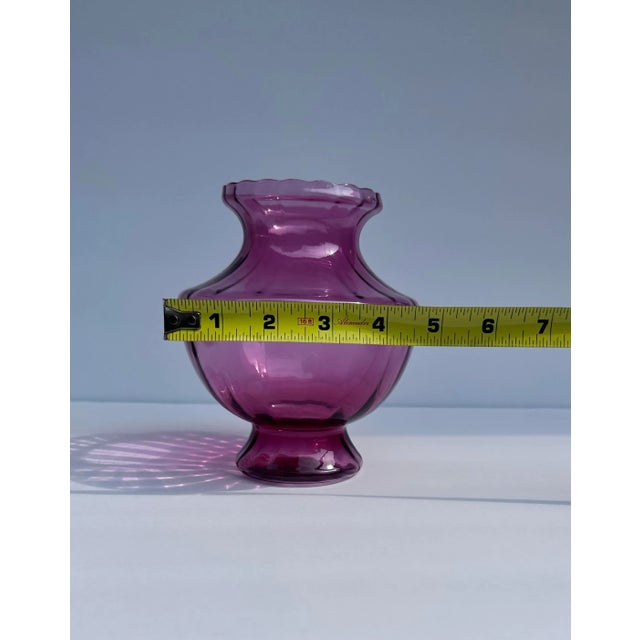 Cranberry Red Optic Art Glass Flower Vase Vintage Mid 20th Century by Pilgrim For Sale - Image 6 of 9