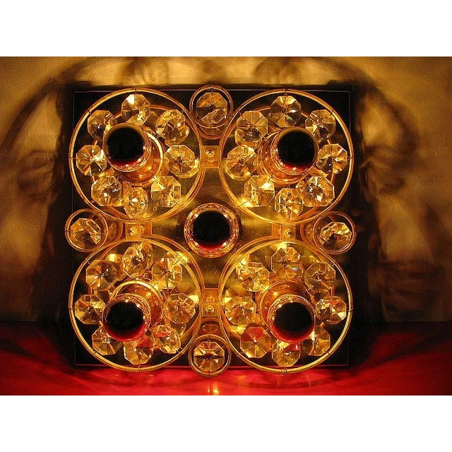 Gold Gold and Crystal Glass Sconce, 1960s For Sale - Image 8 of 18