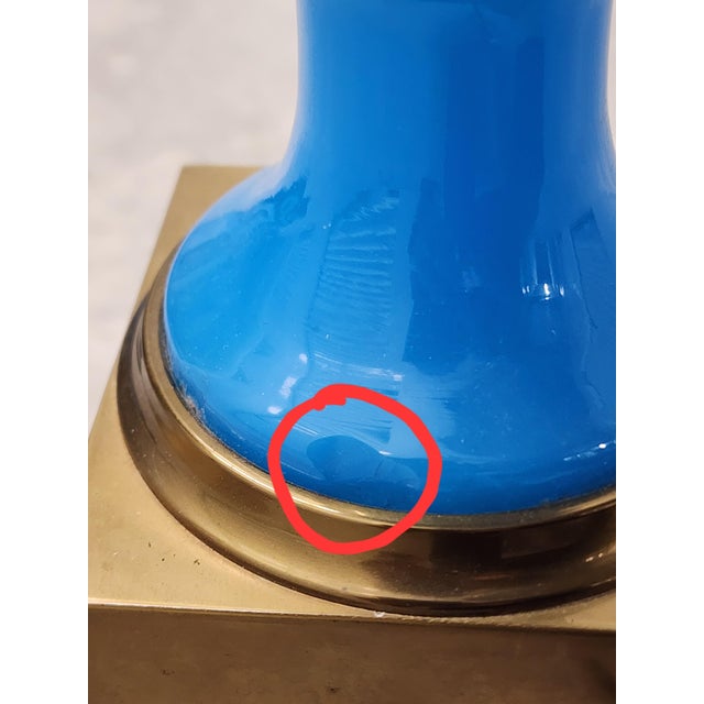 Antique French Blue Opaline Glass & Bronze Candelabra Table Lamp For Sale - Image 13 of 14