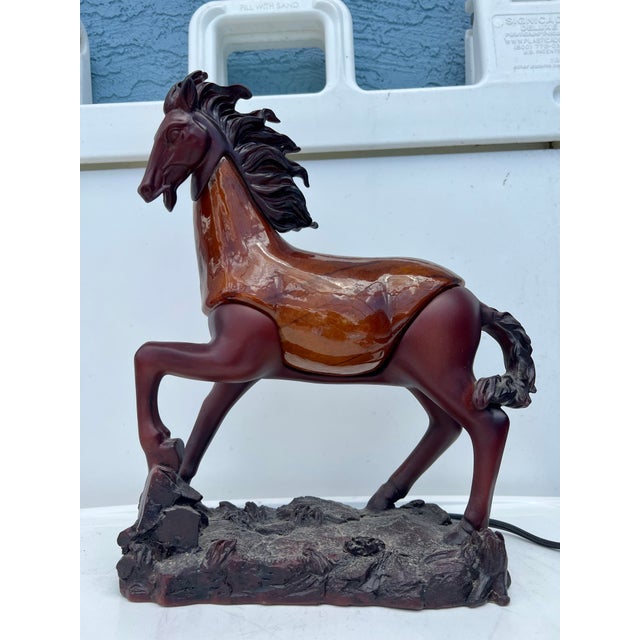 Mid-Century Modern Vintage Stallion Horse Figurine Light For Sale - Image 3 of 8