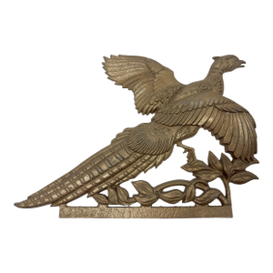 Mid Century Cast Aluminum Goldtone Flying Pheasant Wall Sculpture