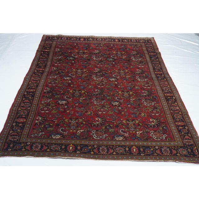 Red Antique Halvai Bijar Rug 4'7'' X 7'0'' For Sale - Image 8 of 12