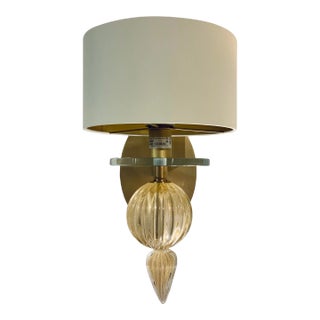 Barbara Barry for Baker Murano Glass Gold Fleck Wall Sconce For Sale