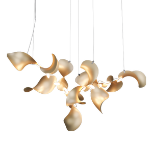 Dune 12 Cluster Chandelier with Shades in Gold Metallic Tone by Daniel Becker for Moss Objects