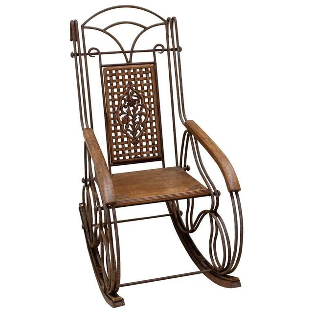 Wood Italian Antique Rocking Chair For Sale - Image 7 of 7